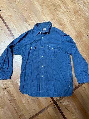 Sugar Cane Manufacturing Men's Indigo Button-Down Work Shirt
